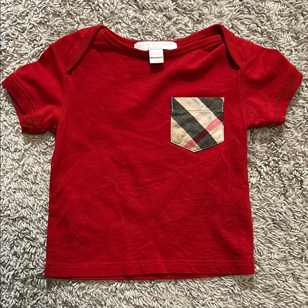 Burberry Red and Cream Short Sleeve Tee